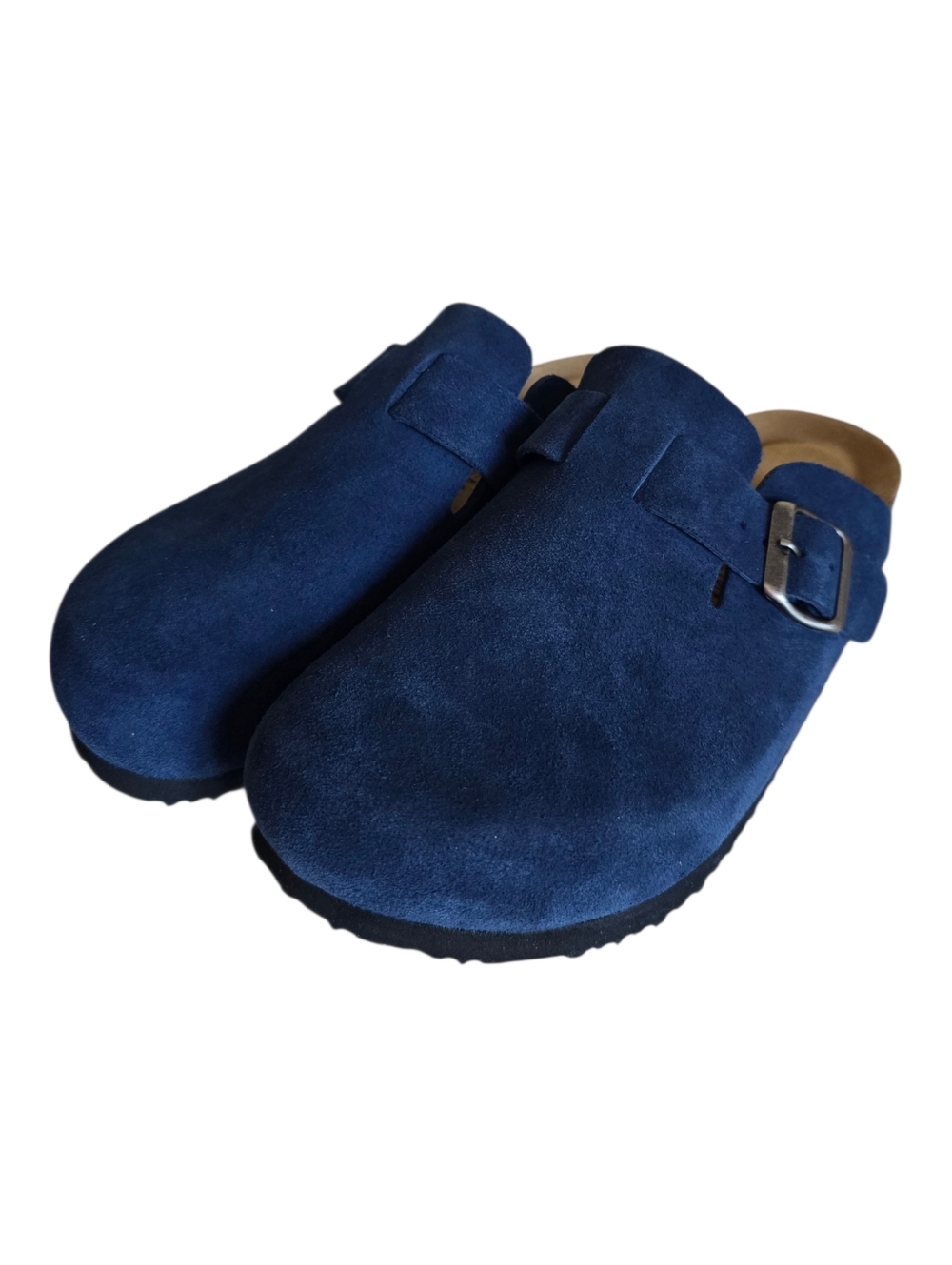 New 🤎 Emma New York Women's Nina Navy Suede Leather Cork Footbed Clogs - Picture 5 of 16